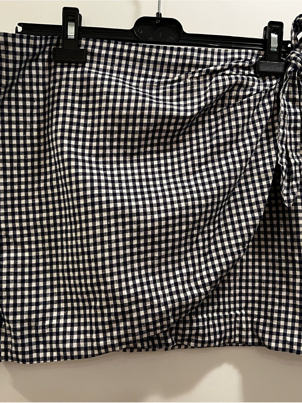 Sezane Navy & White Gingham Wrap Mini Skirt - Picture 3 of 6